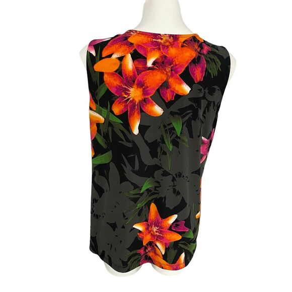 Worthington Top Womens XL Tropical Hawaiian Shirt Work Office Sleeveless Blouse - Picture 2 of 15